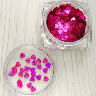 Сердечки для ногтей голографик розовые