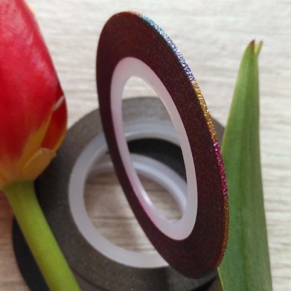 Стрічка для нігтів 1мм HANYI різнобарвна з мікроблеском