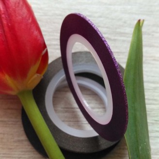 Лента для ногтей HANYI 1мм фиолетовая с микроблеском