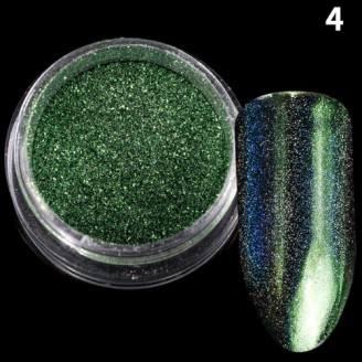 Хром голографік для нігтів зелений