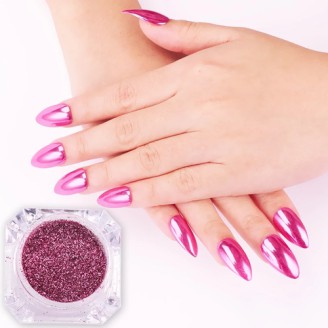 Хром для нігтів яскраво-рожевий