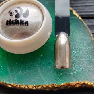 Зеркальная втирка для ногтей Tishka белое золото 0,2г