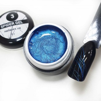 Гель паутинка для ногтей Nailapex Spider gel металлик синий №3