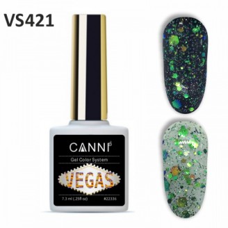 Гель-лак Canni Vegas 421 зеленый-золото, 7,3 ml