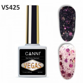Гель-лак Canni Vegas 425 розовый-серебро, 7,3 ml